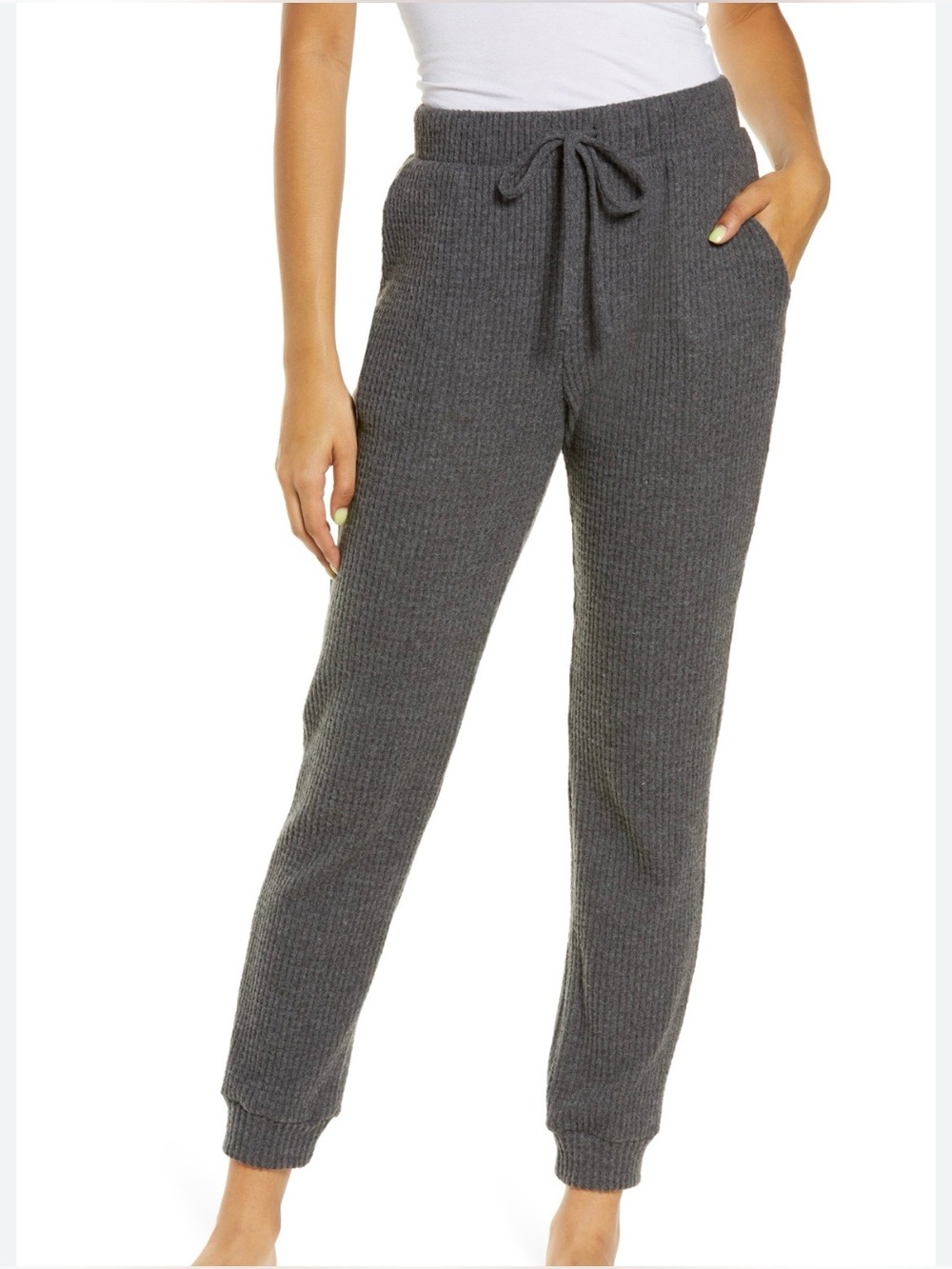 Socialite Waffle Knit Jogger Pants Gray Lounge Pants Size Medium NWT